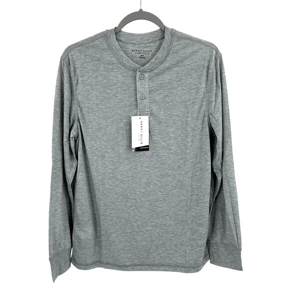 Perry Ellis Portfolio Henley Long Sleeve Sleep Lounge Shirt heather gray Size M - Picture 1 of 9